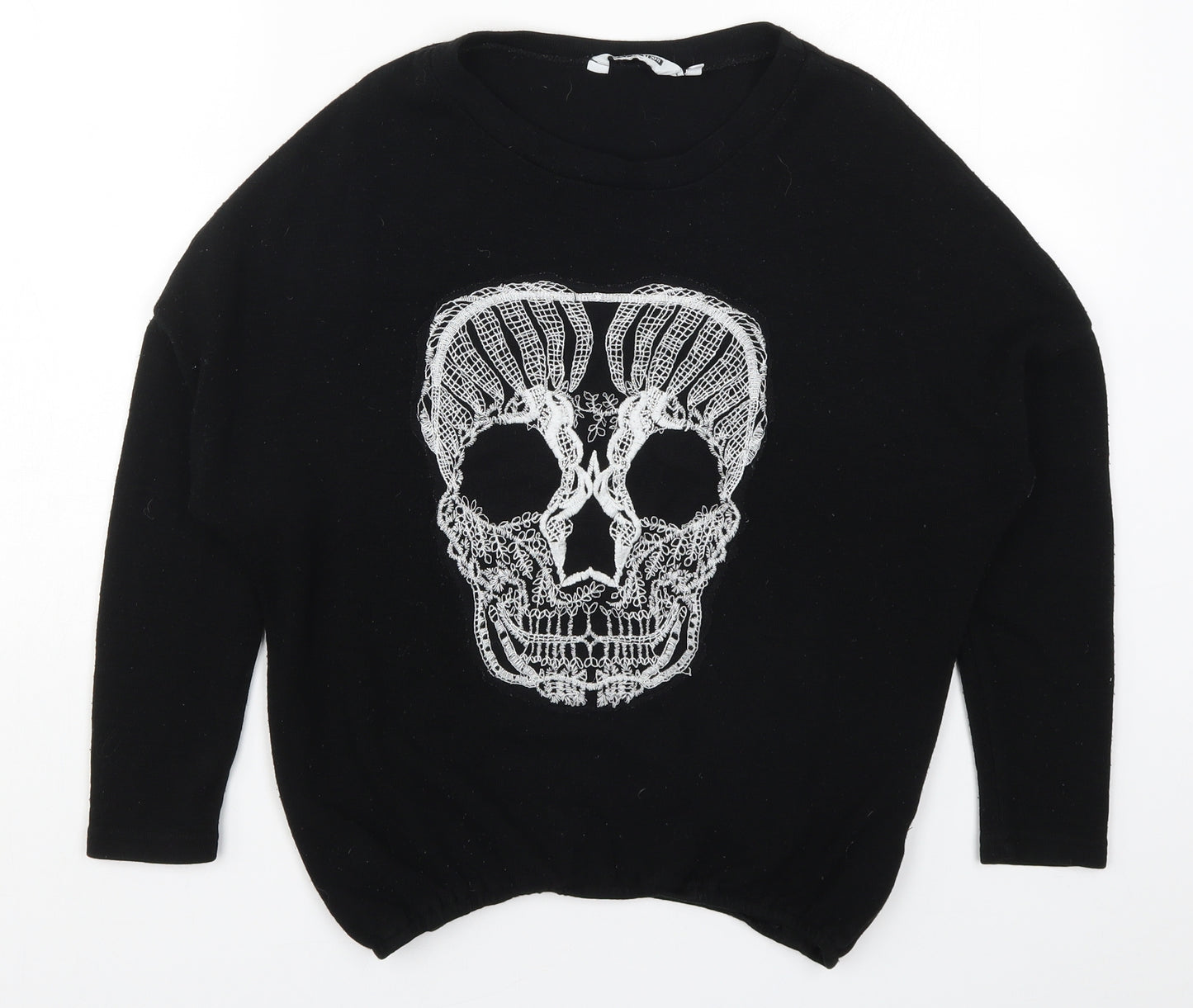 New Look Girls Black   Basic T-Shirt Size 12-13 Years  - Skull
