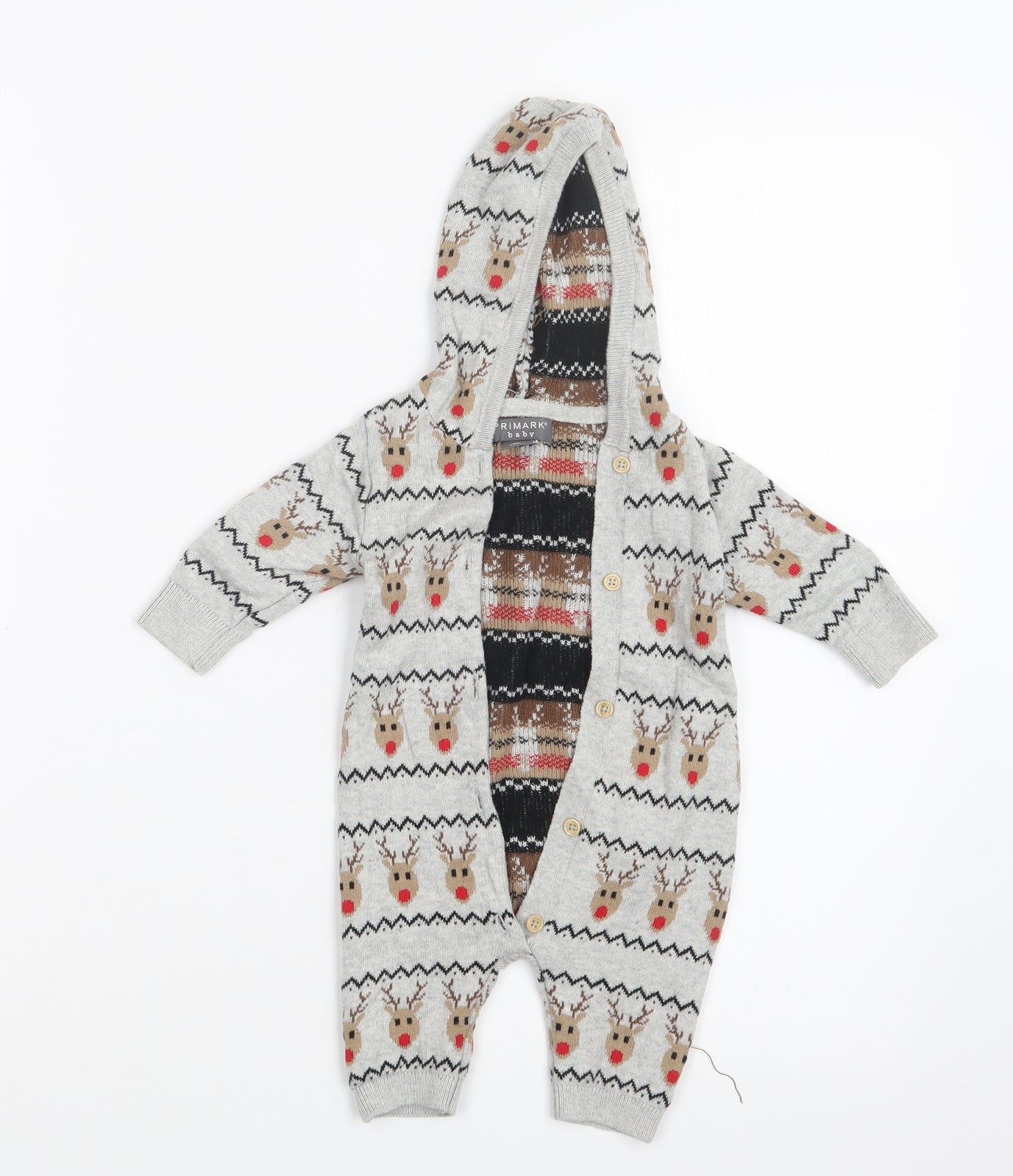 Primark Boys Grey Geometric Knit Coverall Outfit/Set Size Newborn  - Christmas