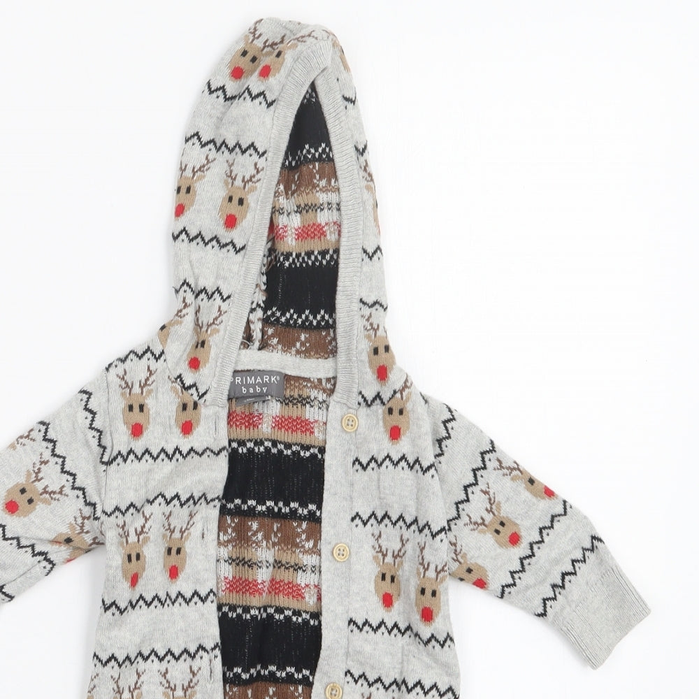 Primark Boys Grey Geometric Knit Coverall Outfit/Set Size Newborn  - Christmas