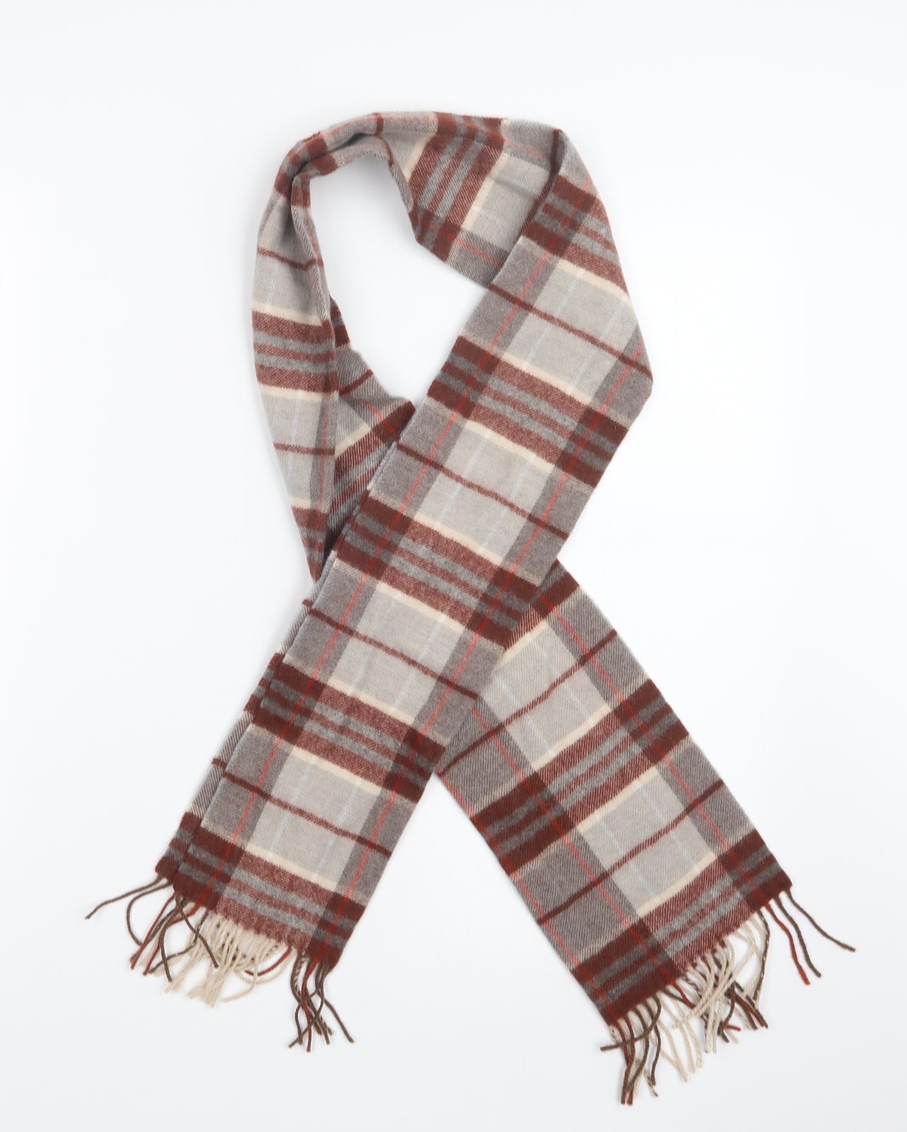 v.fraas Womens Red Check Knit  Scarf