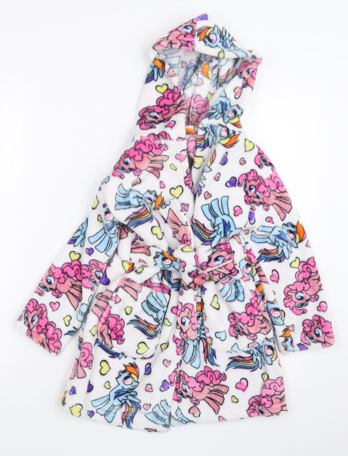 Preworn Girls White Geometric  Top Robe Size 4-5 Years
