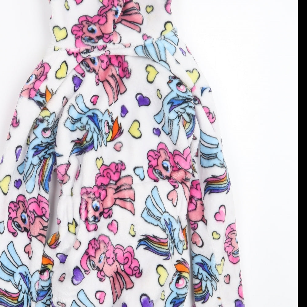 Preworn Girls White Geometric  Top Robe Size 4-5 Years