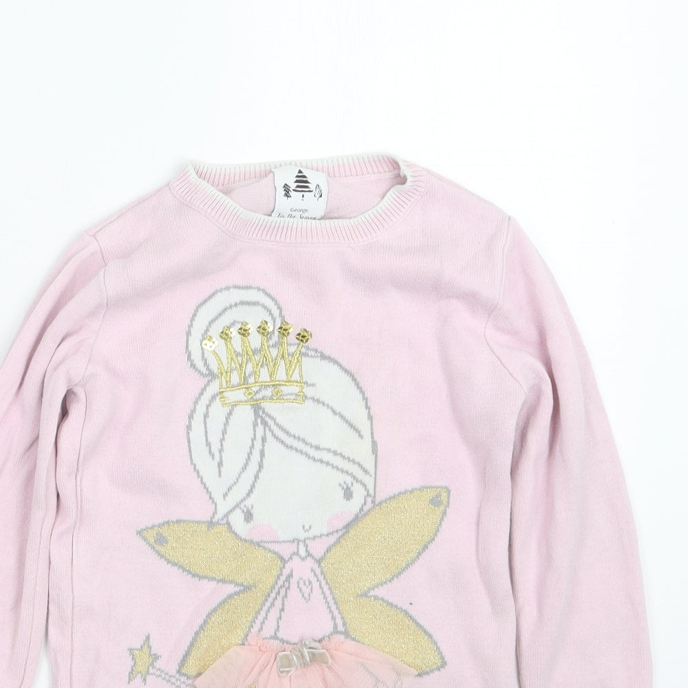 George Girls Pink   Pullover Jumper Size 3-4 Years