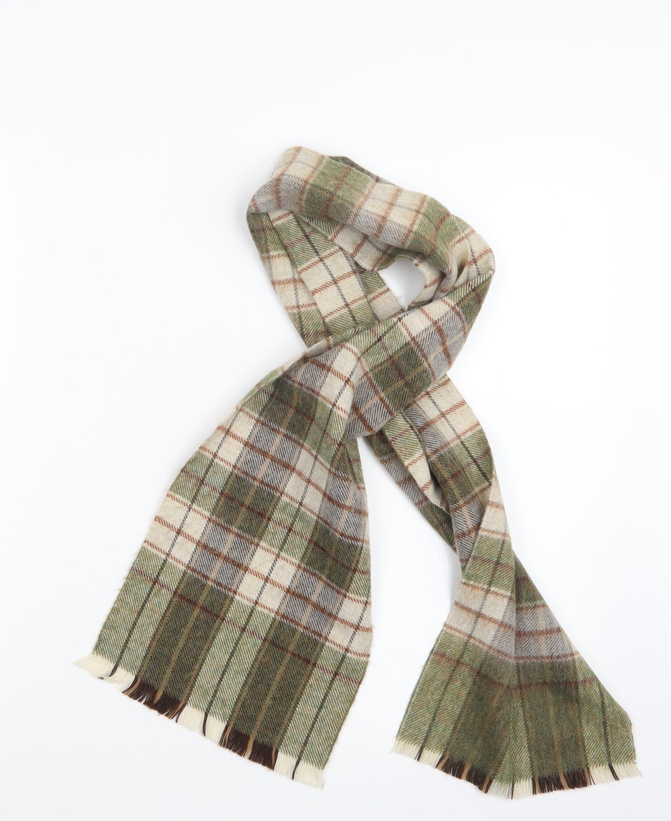 Preworn Womens Green Check Knit  Scarf