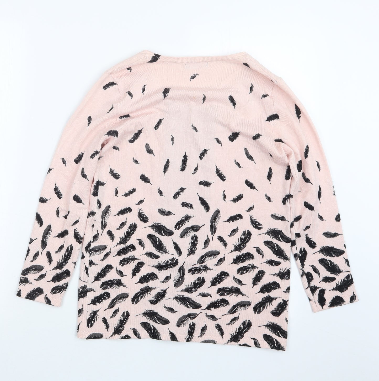 M&Co Womens Pink Geometric Knit Pullover Jumper Size 8