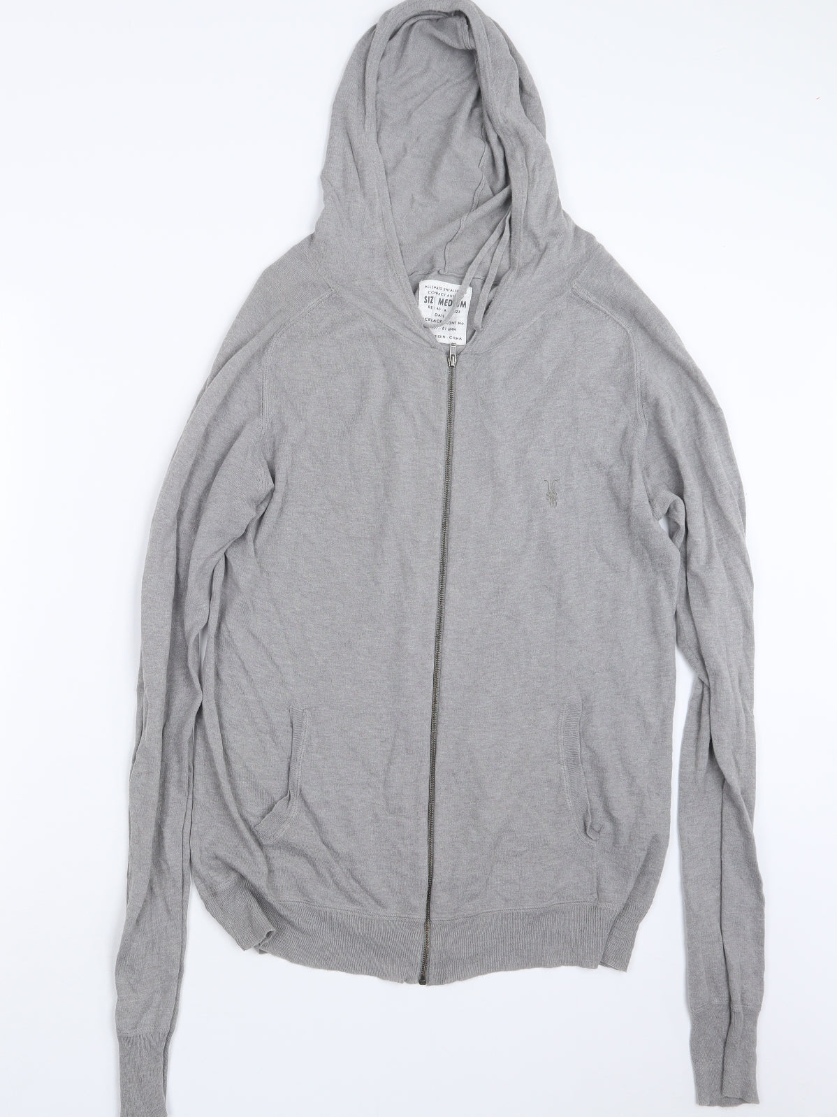 AllSaints Mens Grey   Full Zip Hoodie Size M