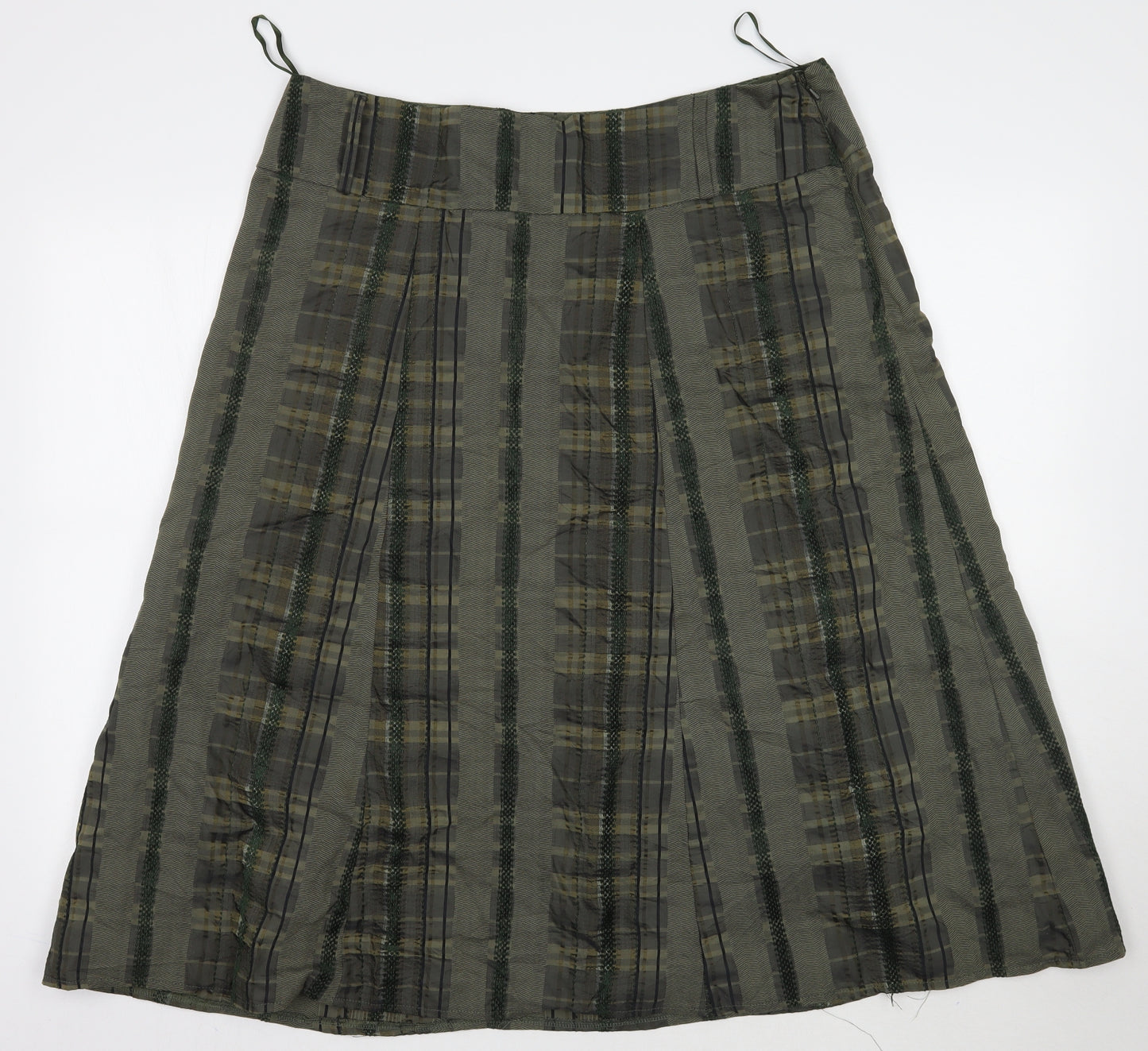 Per Una Womens Green Check  A-Line Skirt Size 16