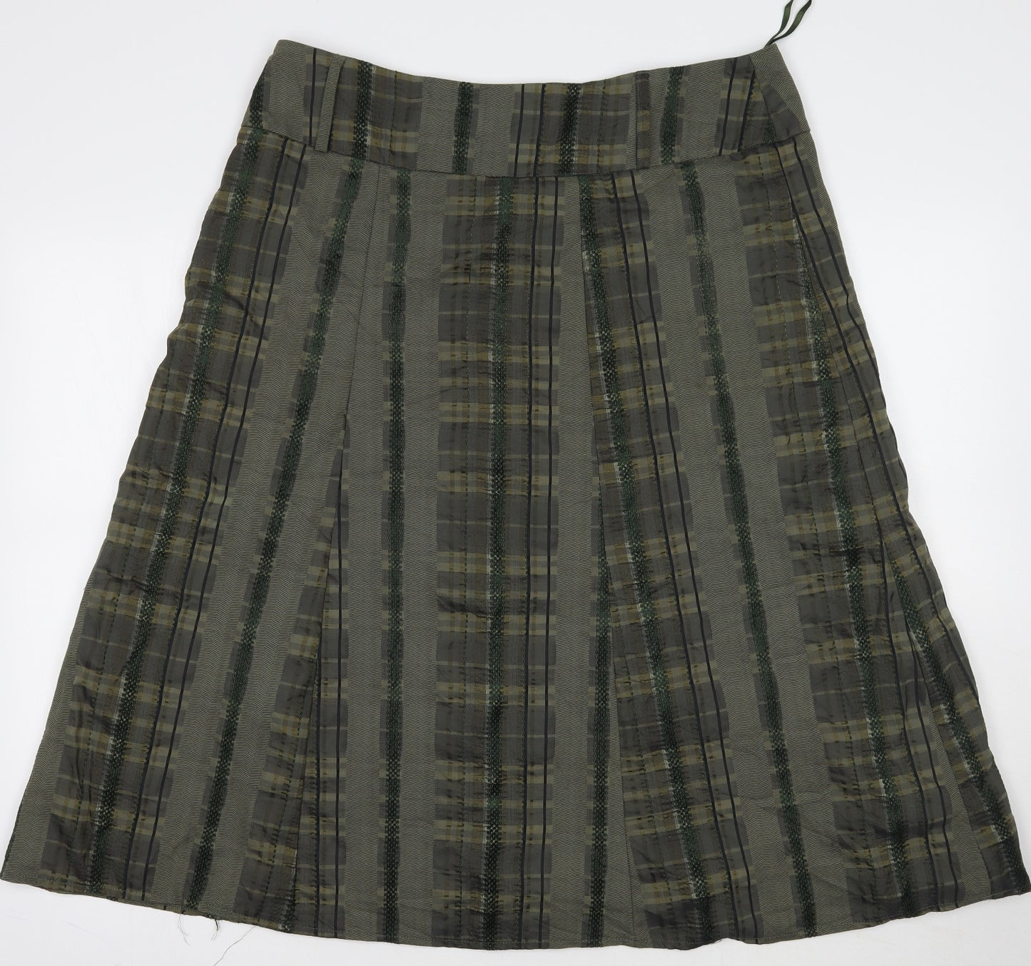 Per Una Womens Green Check  A-Line Skirt Size 16
