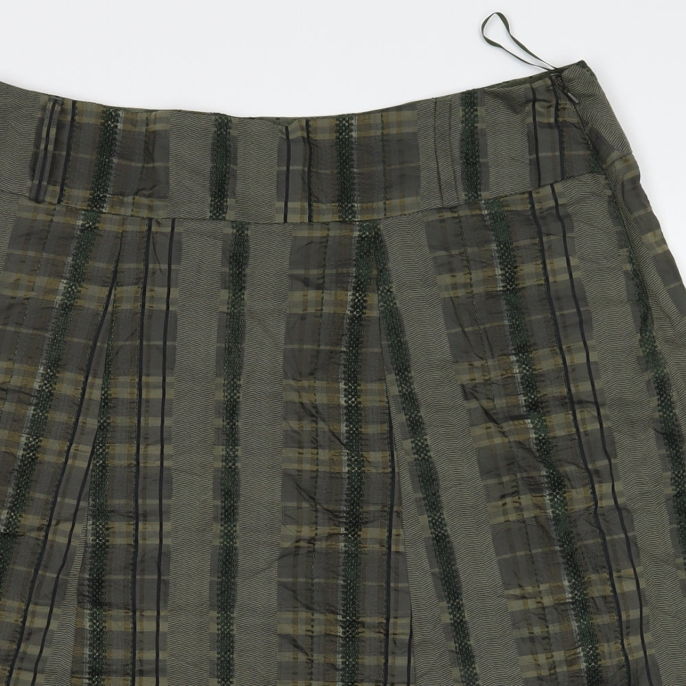 Per Una Womens Green Check  A-Line Skirt Size 16