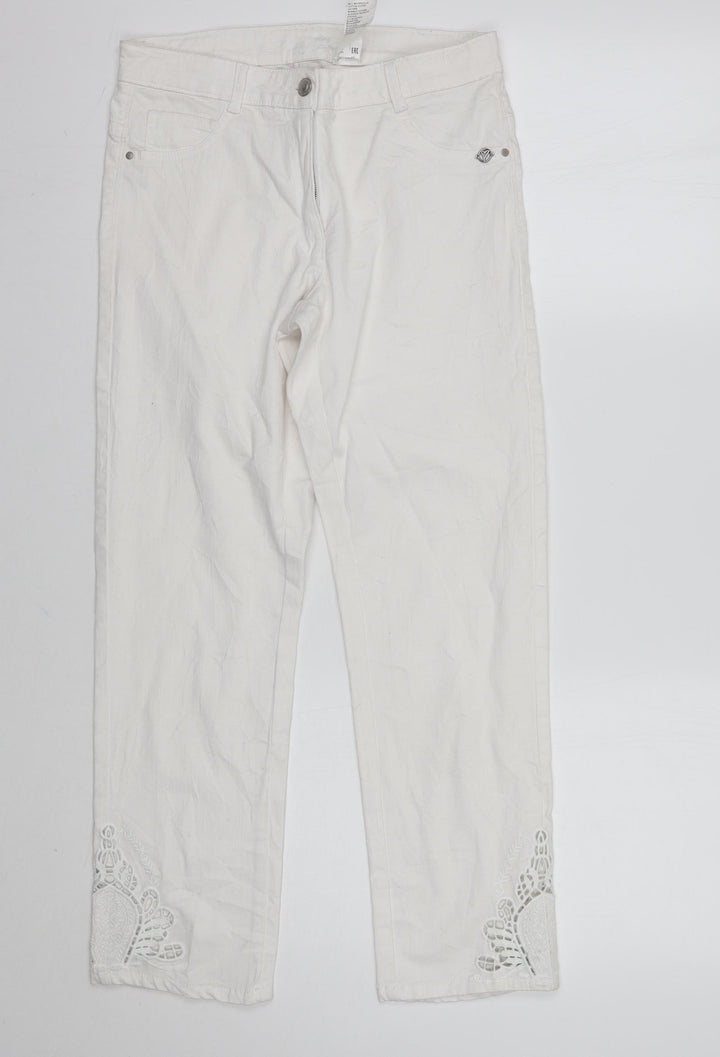 Preworn Womens Ivory Cropped Jeans Size 8 L26 in