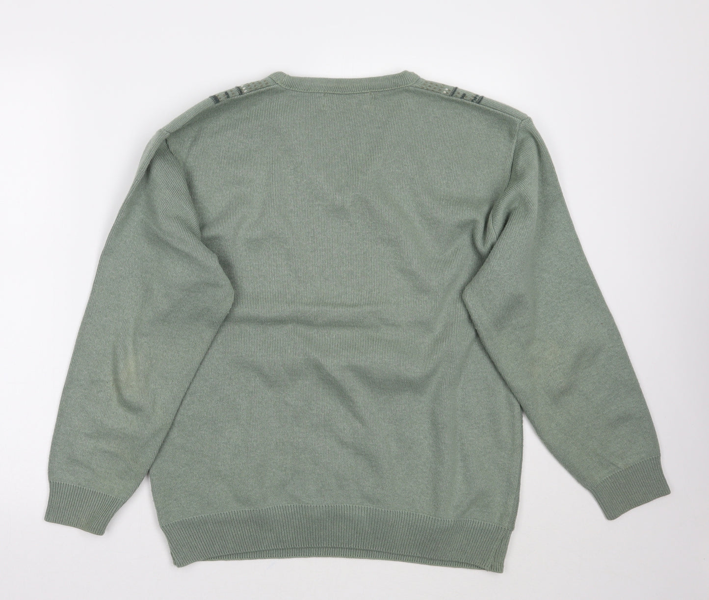 High profile Mens Green Geometric  Pullover Jumper Size S