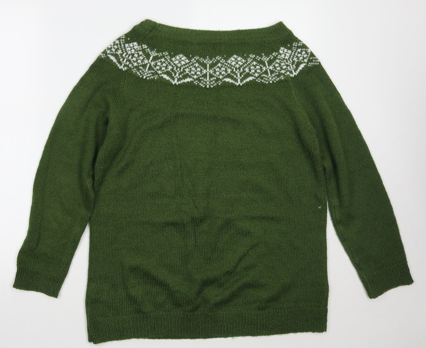 MissLook Womens Green Fair Isle  Pullover Jumper Size S
