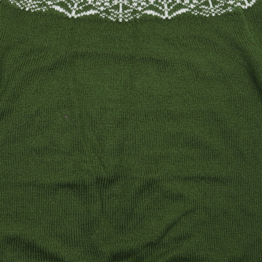 MissLook Womens Green Fair Isle  Pullover Jumper Size S