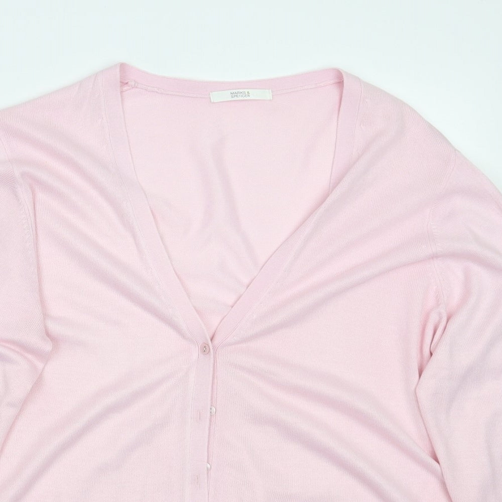Marks and Spencer Womens Pink   Cardigan Jumper Size 20