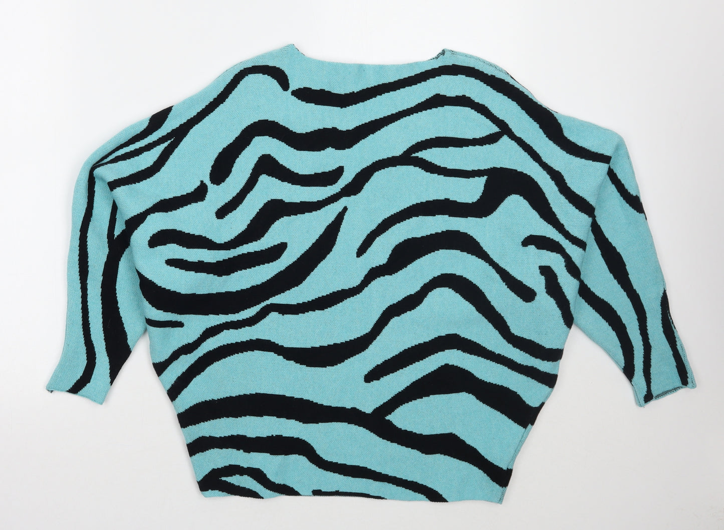 Glossy Womens Blue Animal Print  Pullover Jumper One Size
