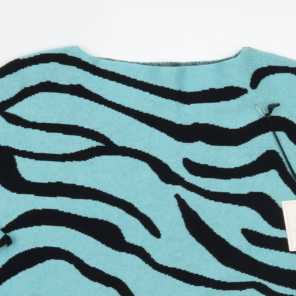 Glossy Womens Blue Animal Print  Pullover Jumper One Size
