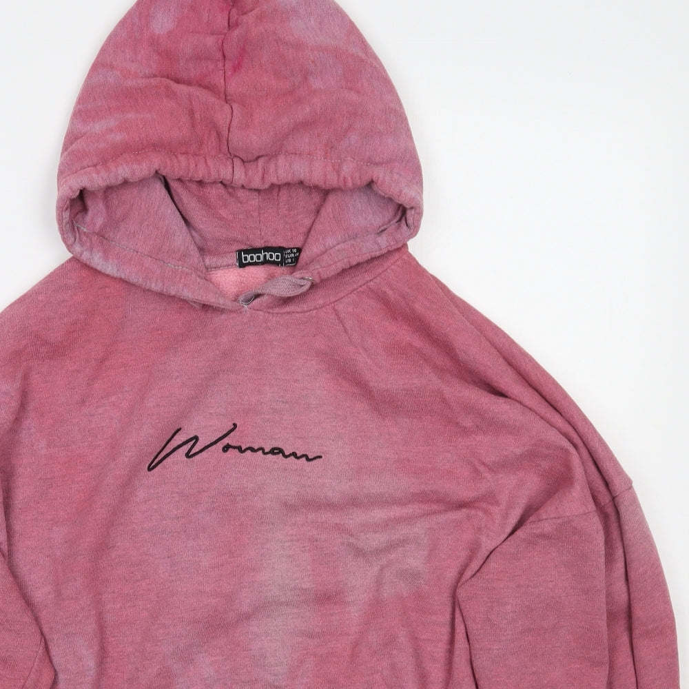 Boohoo Womens Pink   Pullover Hoodie Size 16