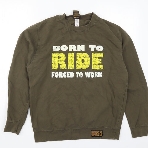 Ride Like the Wind Womens Green Batik  Pullover Sweatshirt Size M  - Born to Ride Forced to Work