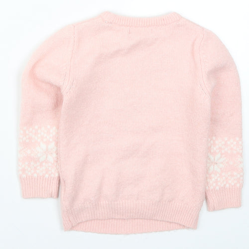 Primark Girls Pink  Knit Pullover Jumper Size 3-4 Years  - Polar Bear