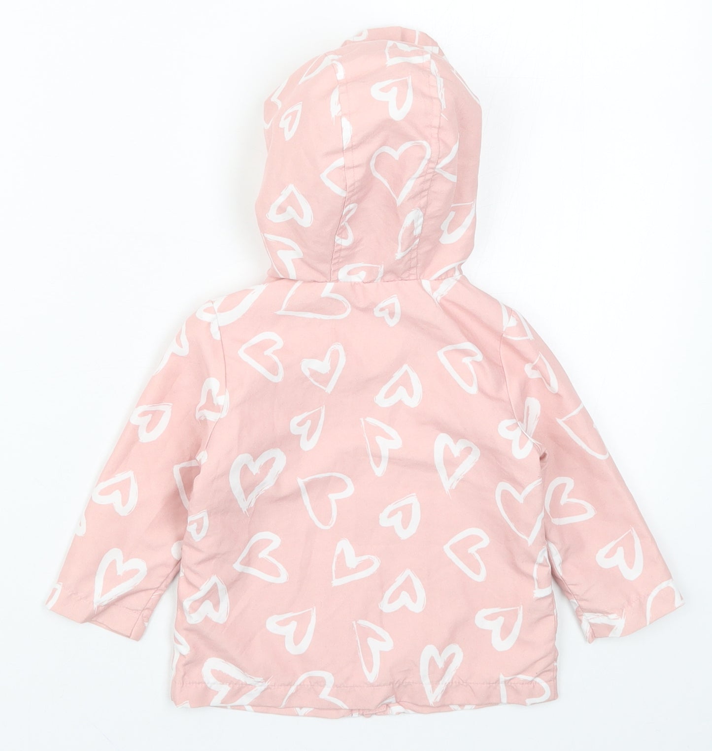 Fred & Flo Girls Pink   Basic Coat Coat Size 6-9 Months  - Love Hearts