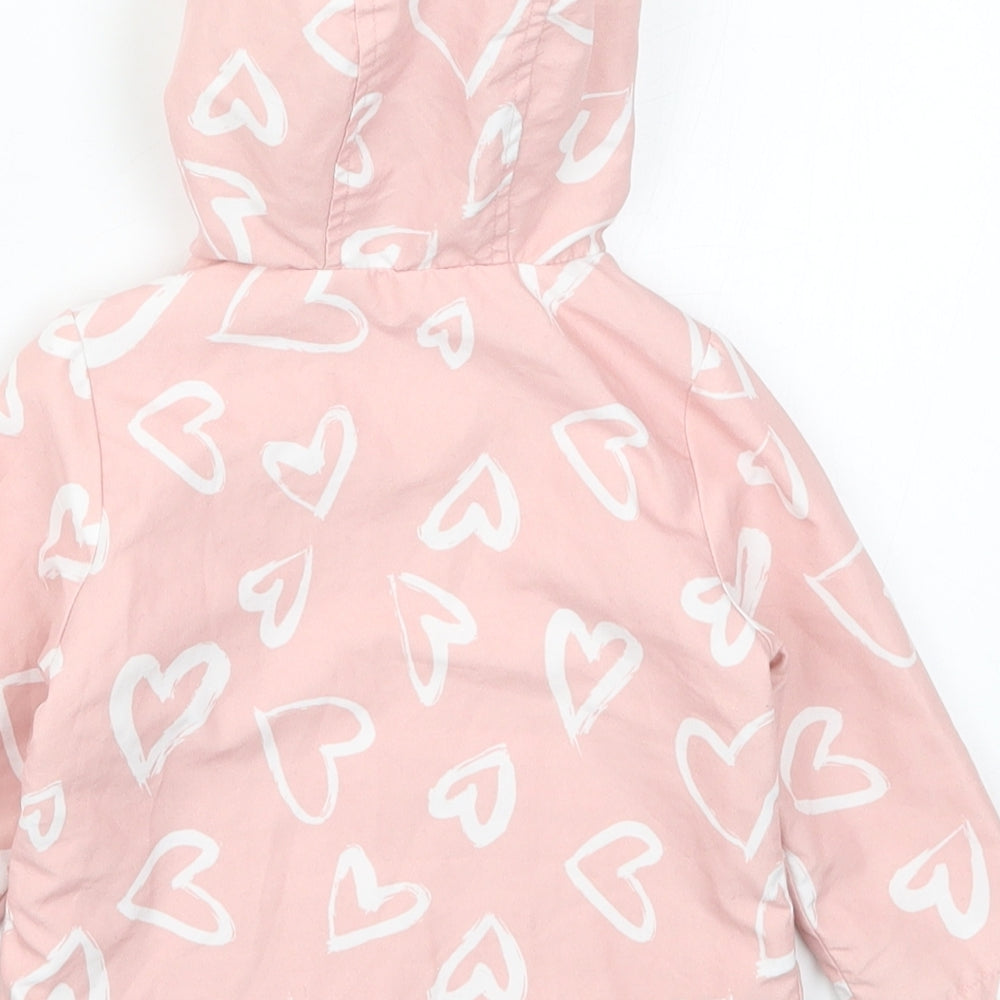 Fred & Flo Girls Pink   Basic Coat Coat Size 6-9 Months  - Love Hearts