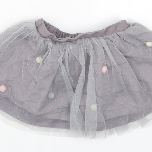 Nutmeg Girls Grey   Tutu Skirt Size 3-6 Months  - Pom Pom
