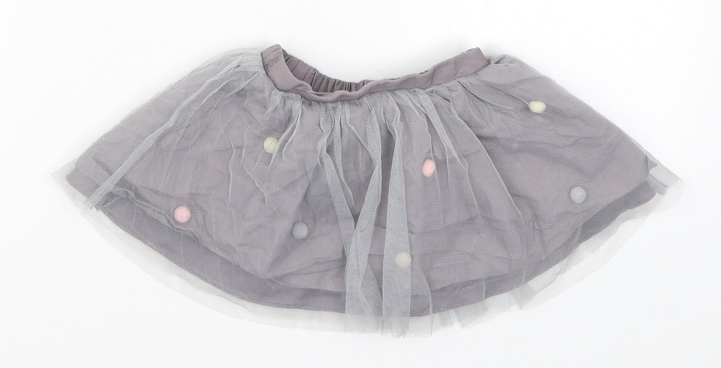 Nutmeg Girls Grey   Tutu Skirt Size 3-6 Months  - Pom Pom
