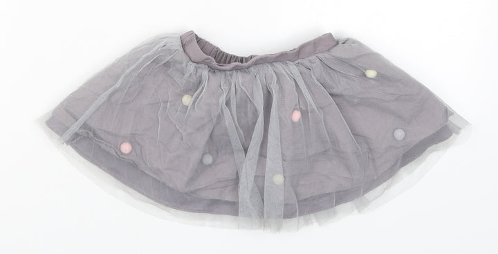 Nutmeg Girls Grey   Tutu Skirt Size 3-6 Months  - Pom Pom