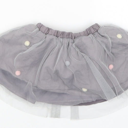 Nutmeg Girls Grey   Tutu Skirt Size 3-6 Months  - Pom Pom