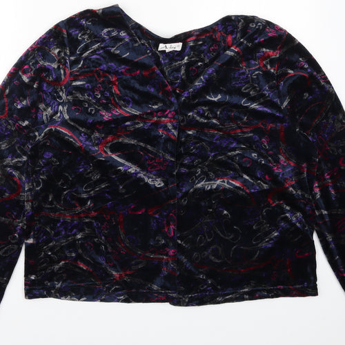 Adidni Womens Multicoloured Geometric  Basic Button-Up Size L