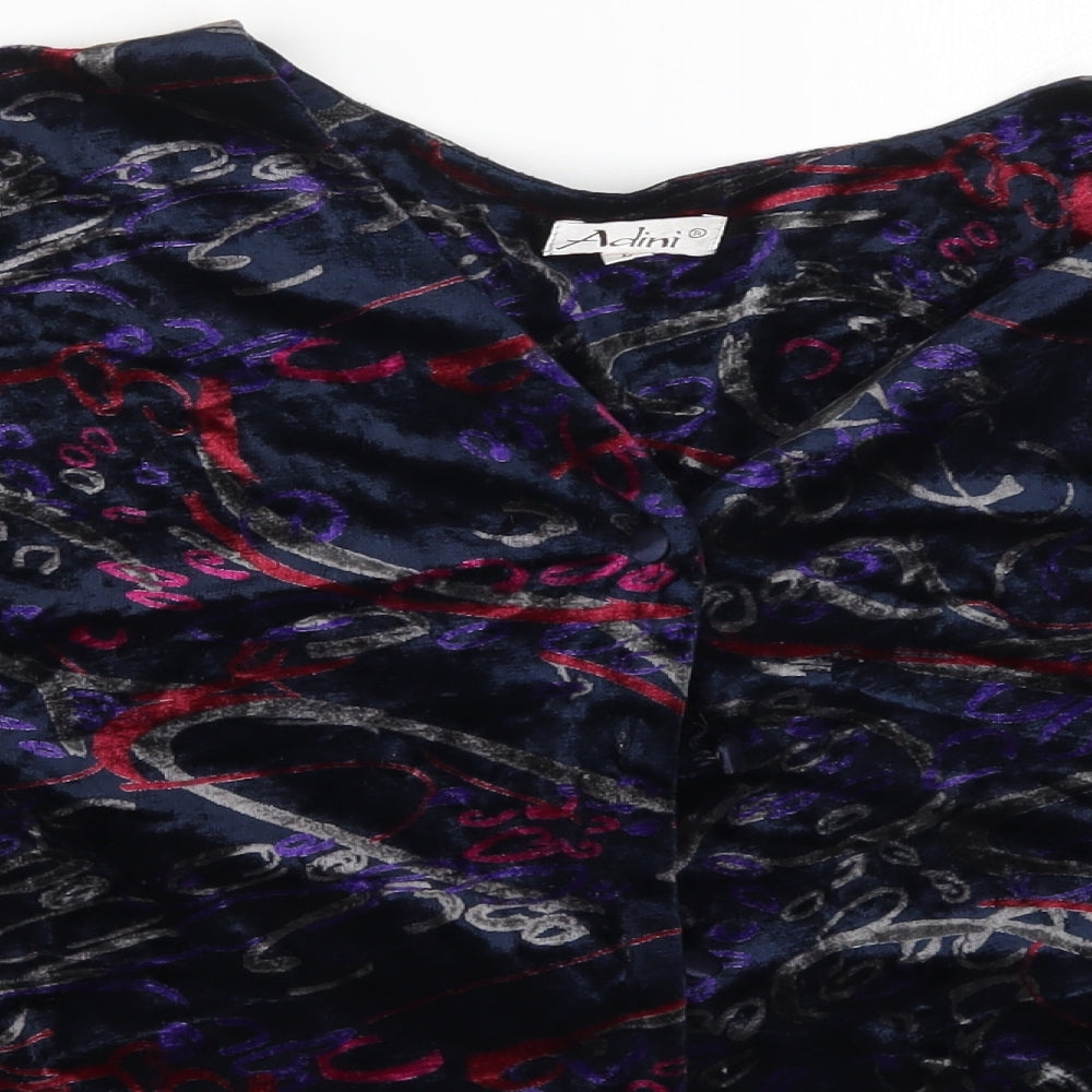 Adidni Womens Multicoloured Geometric  Basic Button-Up Size L