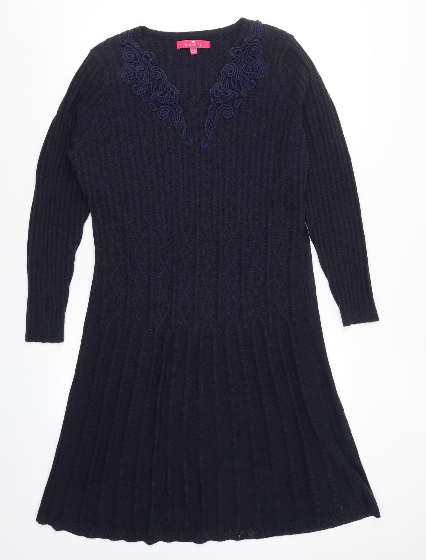 Together Womens Blue  Knit Jumper Dress  Size 12
