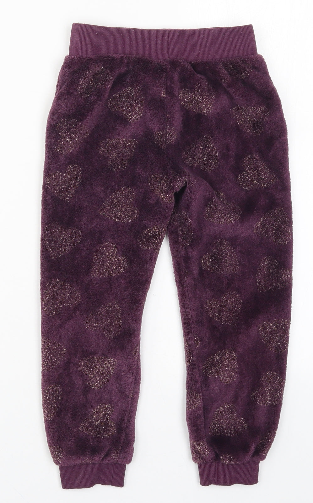 F&F Girls Purple   Sweatpants Trousers Size 5-6 Years - Love Hearts Pyjamas