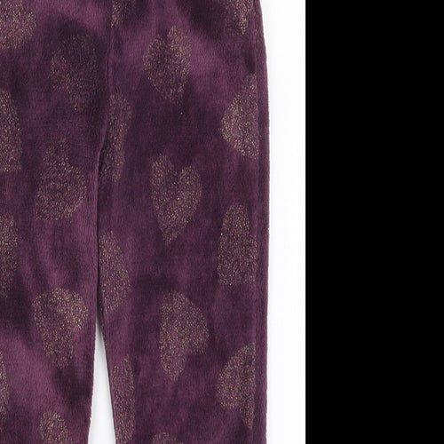 F&F Girls Purple   Sweatpants Trousers Size 5-6 Years - Love Hearts Pyjamas