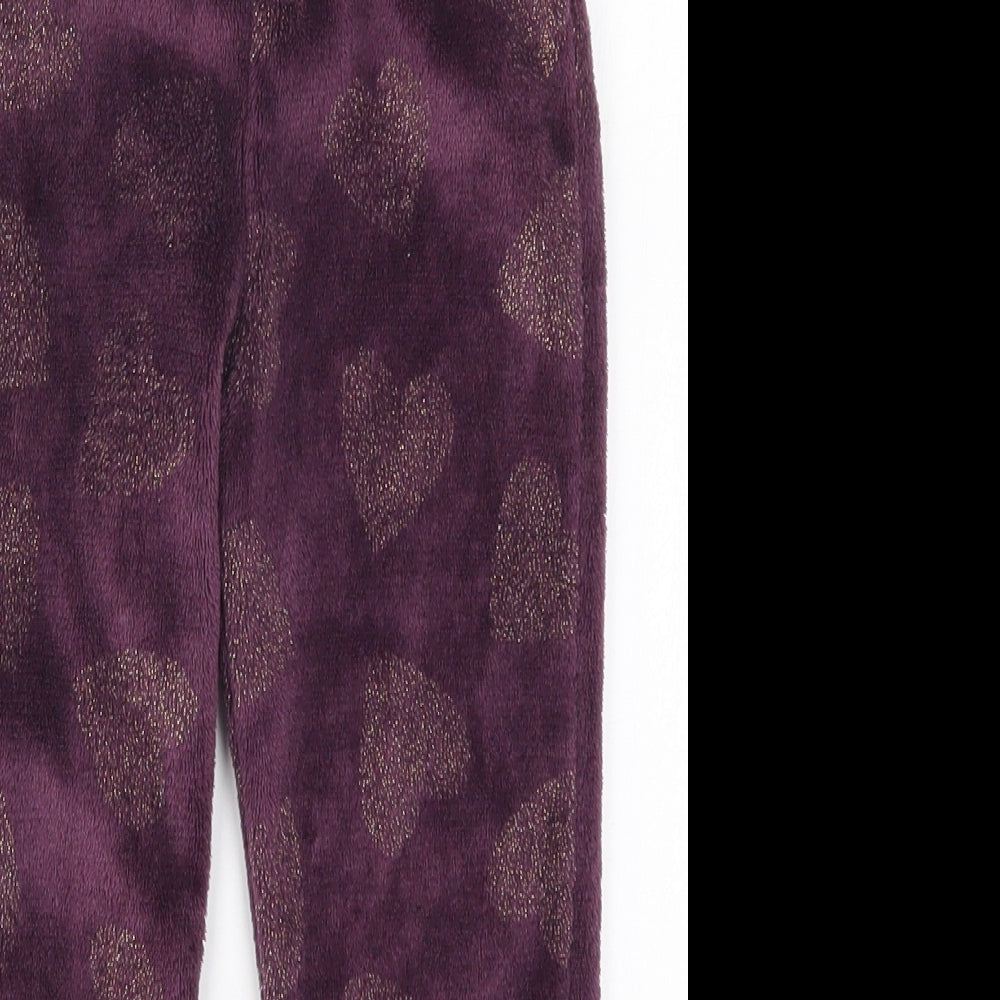 F&F Girls Purple   Sweatpants Trousers Size 5-6 Years - Love Hearts Pyjamas