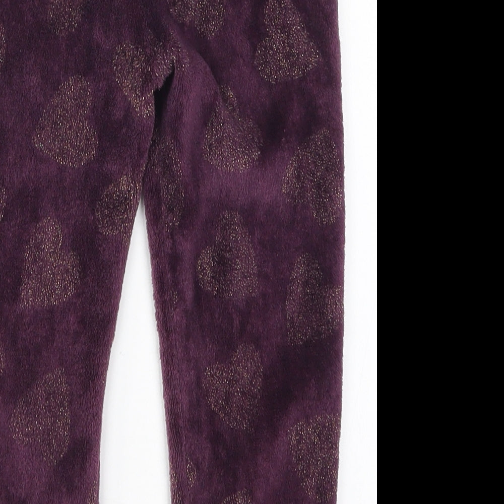 F&F Girls Purple   Sweatpants Trousers Size 5-6 Years - Love Hearts Pyjamas