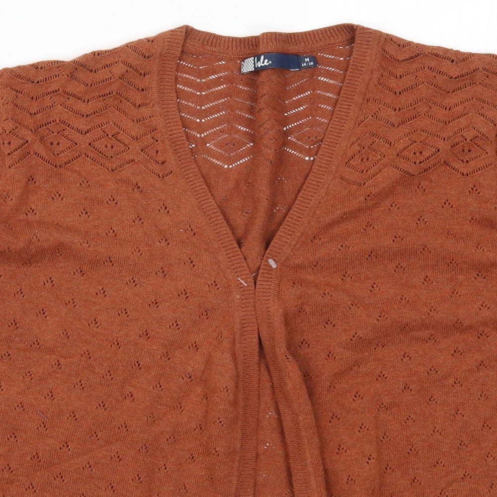 Isle Womens Brown  Knit Cardigan Jumper Size 14