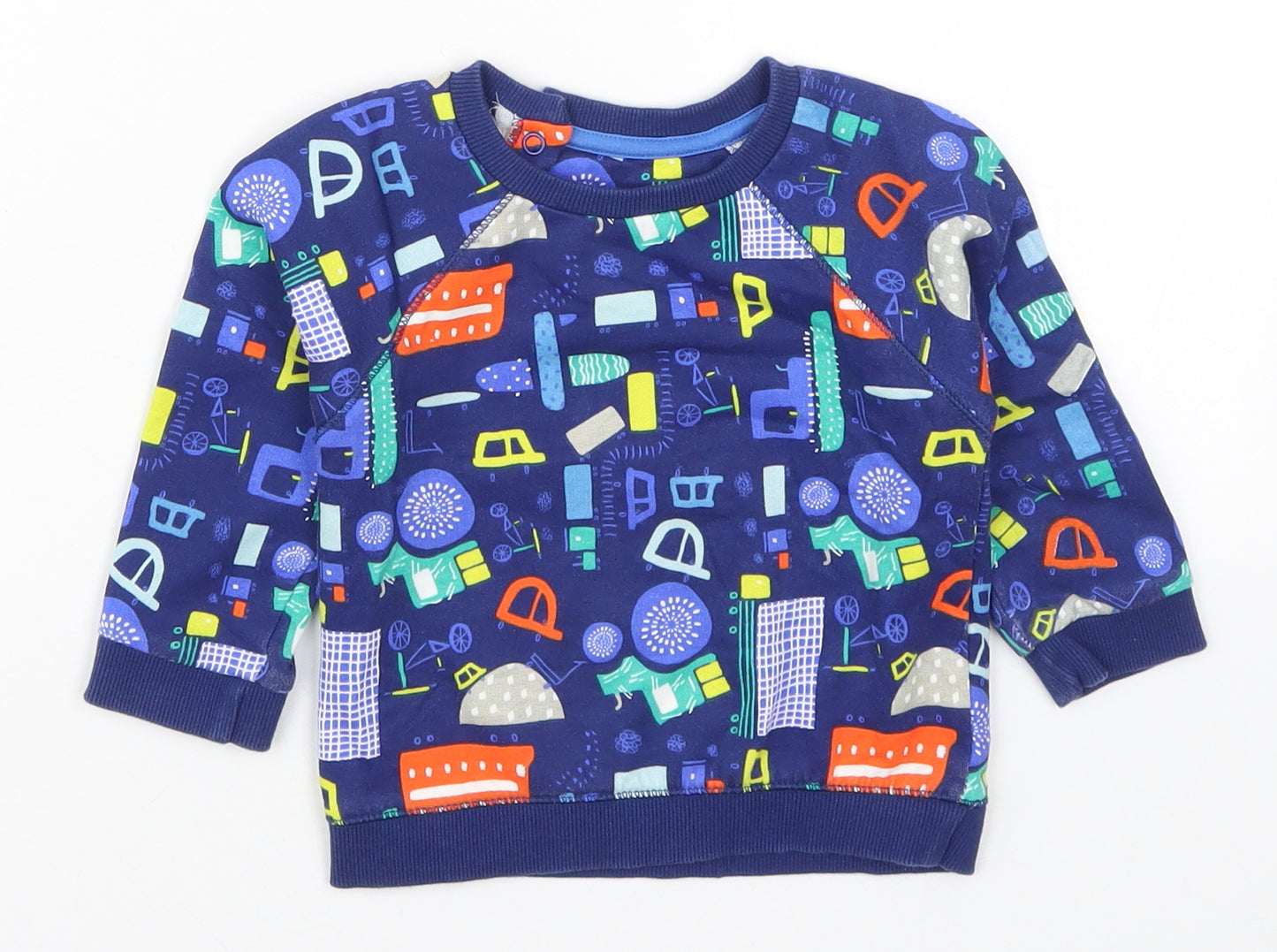 Mini Club Boys Blue   Basic T-Shirt Size 9-12 Months  - Cars and Trucks