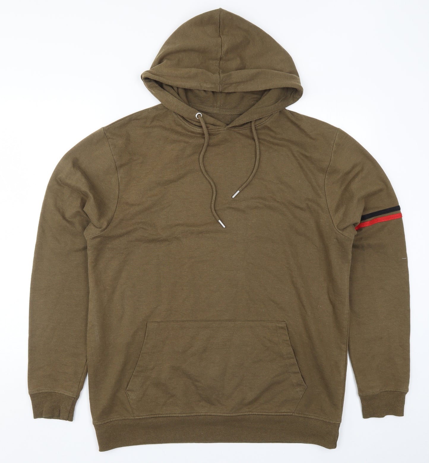 Boohoo Man Mens Brown Striped  Pullover Hoodie Size XL