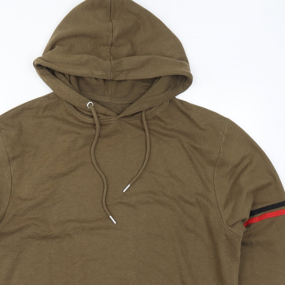 Boohoo Man Mens Brown Striped  Pullover Hoodie Size XL
