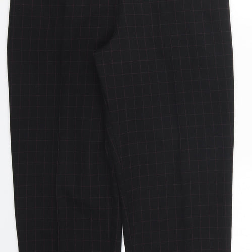 Marks and Spencer Womens Black Check  Trousers  Size 18 L26 in - Pink