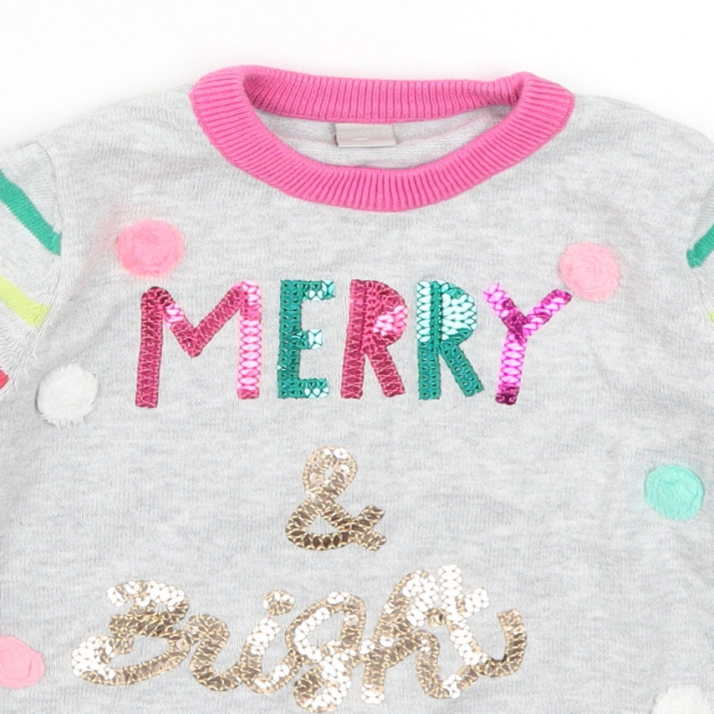 TU Girls Multicoloured Striped Knit Pullover Jumper Size 5-6 Years  - Merry and Bright