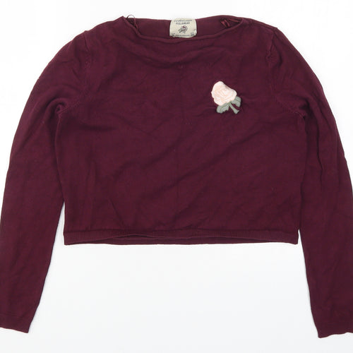 Pull & bear Womens Red  Knit Pullover Jumper Size S  - Flower