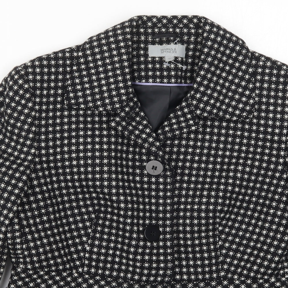 Marks and Spencer Womens Black Geometric  Jacket Coat Size 12