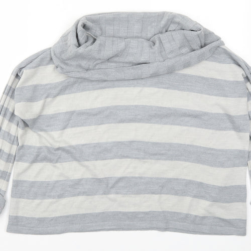 Per Una Womens Grey Striped Knit Pullover Jumper Size 12