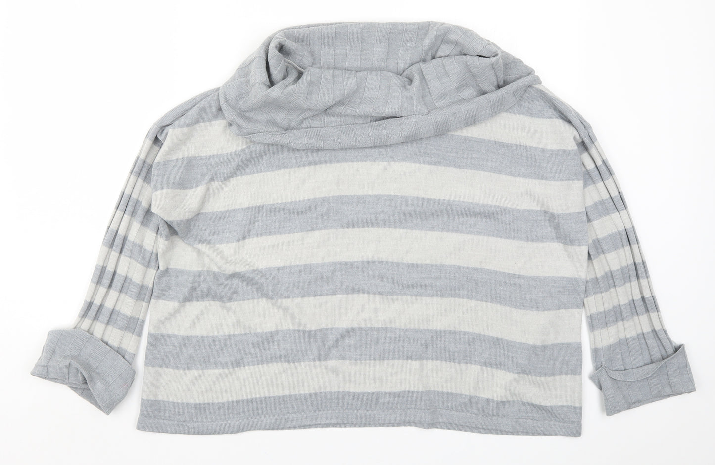 Per Una Womens Grey Striped Knit Pullover Jumper Size 12