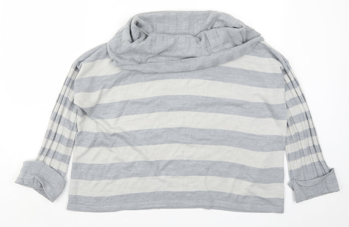 Per Una Womens Grey Striped Knit Pullover Jumper Size 12