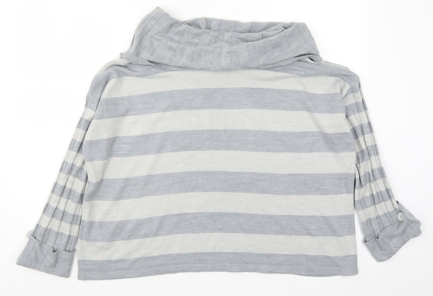 Per Una Womens Grey Striped Knit Pullover Jumper Size 12