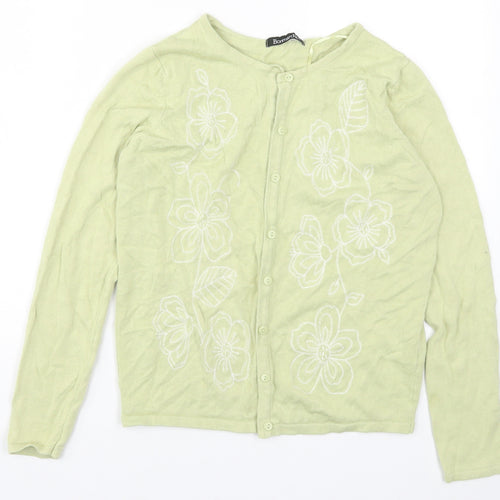 Bonmarché Womens Green Floral Knit Cardigan Jumper Size XS