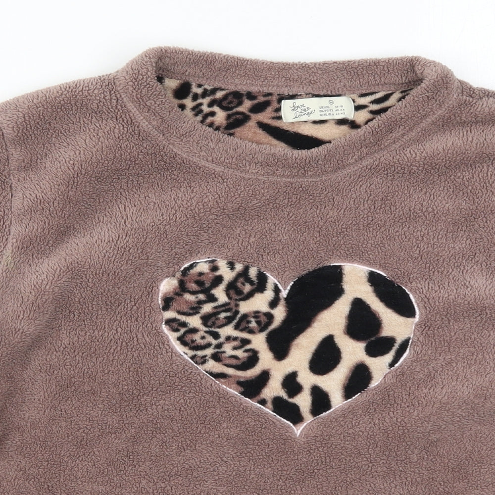 Primark Womens Brown Solid  Top Pyjama Top Size 14  - Love Heart
